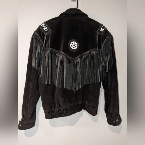 Vintage Scully Authentic Genuine black leather jacket with black leather fringe. - Picture 9 of 12